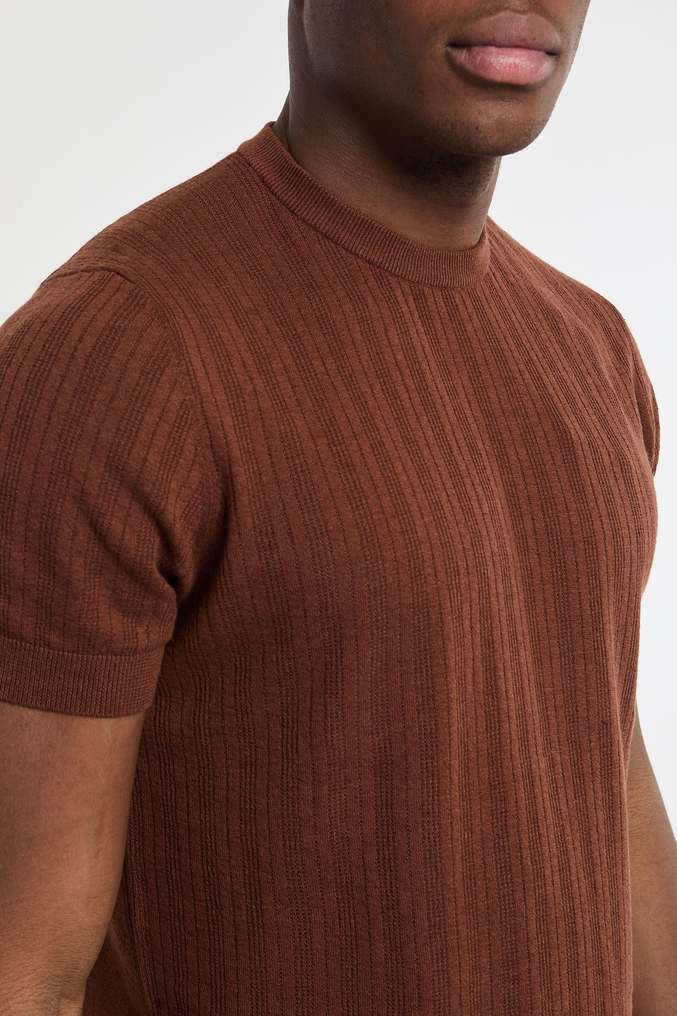 Paul Sheep T-shirt Mixed Linen/Cotton Red-6