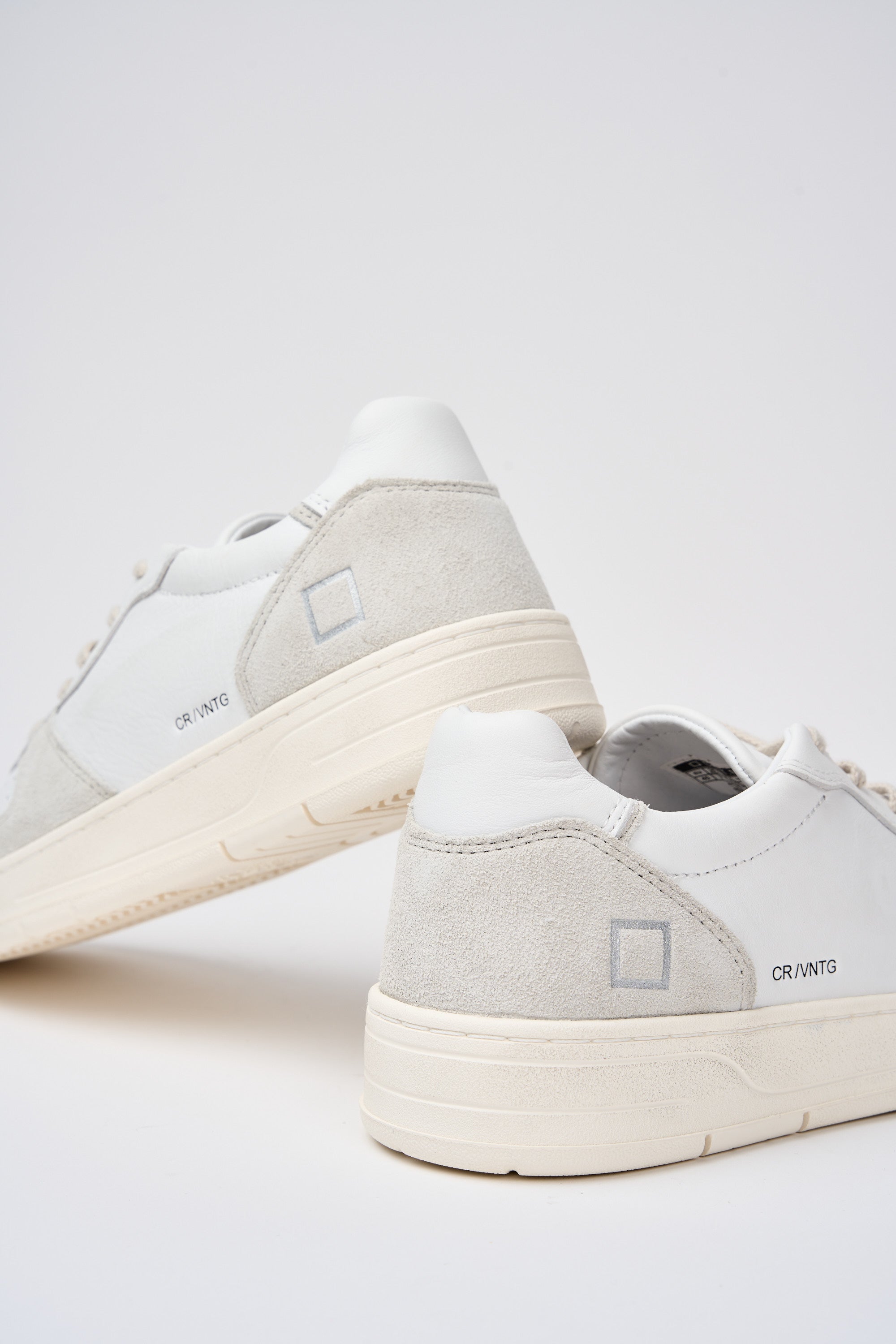 D.A.T.E. Court Vintage Leather/Suede White Sneakers-4