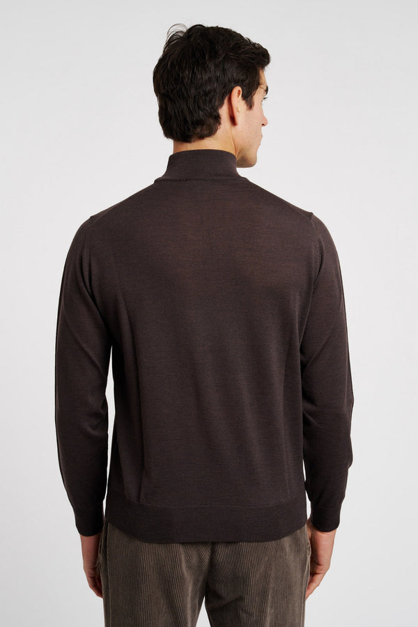 Canali Rollkragenpullover in Extrafeiner Brauner Wolle - 5