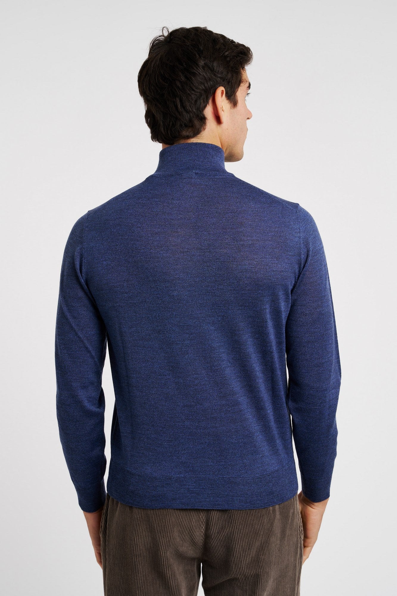 Canali Knitted Zip Wool Blue-5