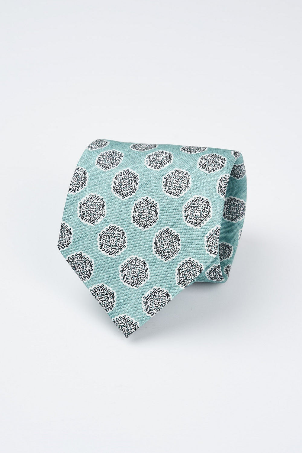Handmade silk tie with vintage motif print-1
