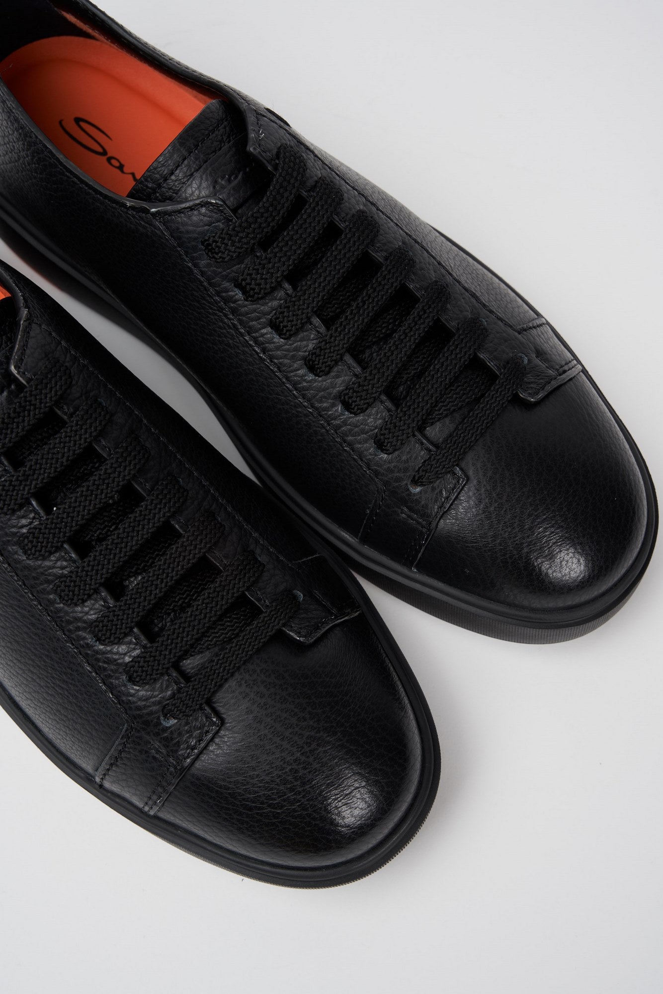 Santoni Leather Sneakers Black-3