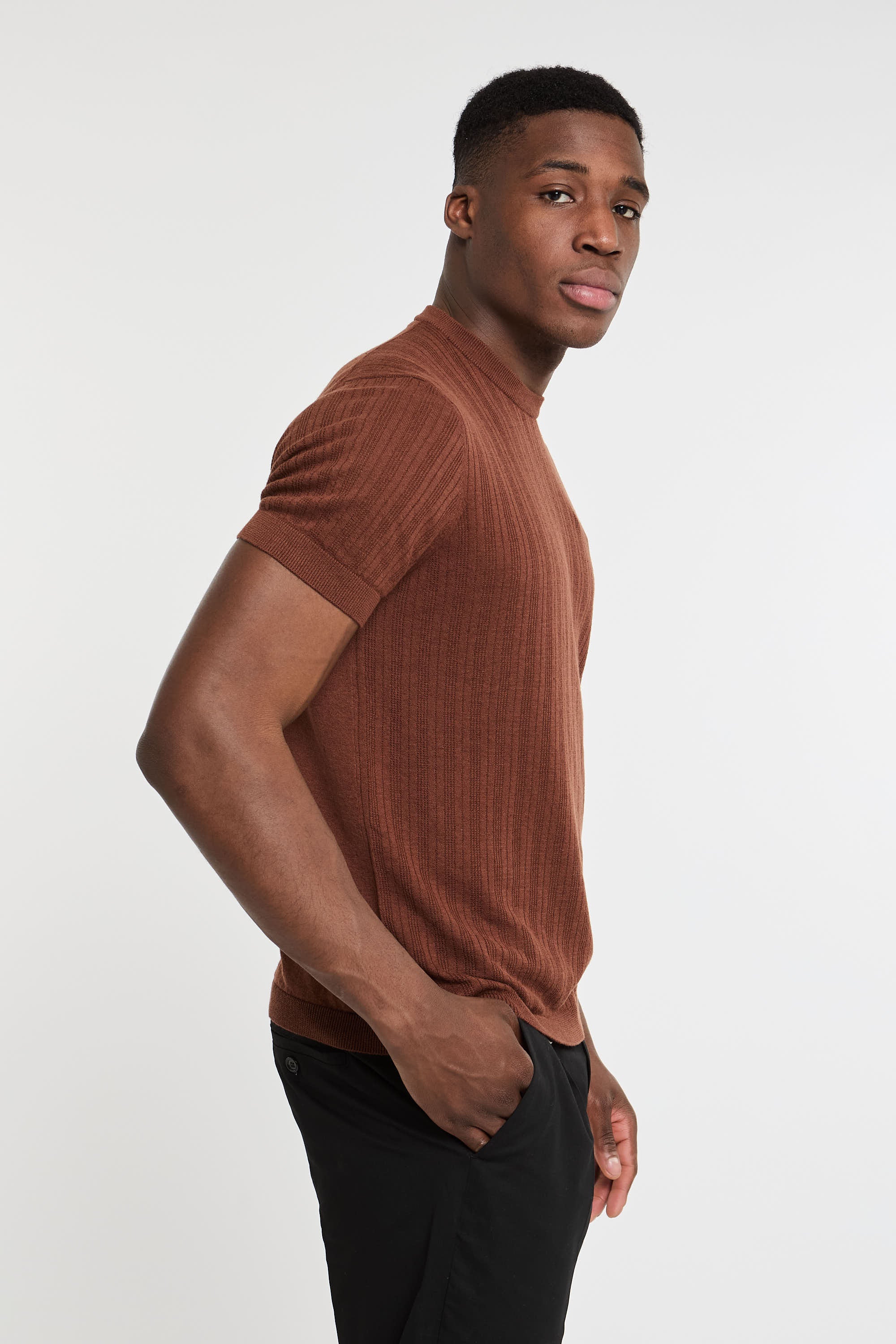 Paul Sheep T-shirt Mixed Linen/Cotton Red-1