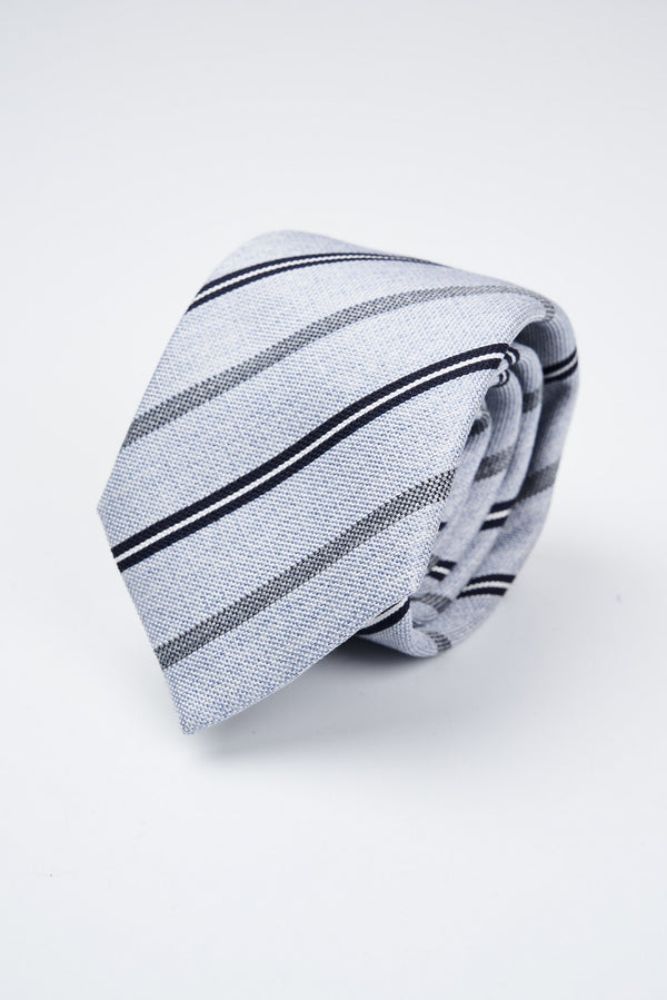 Striped pure jacquard silk tie - 1