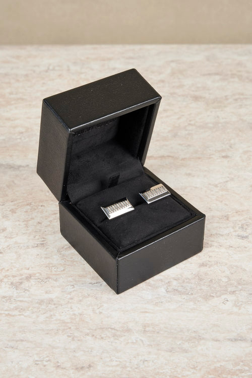 Rectangular cufflinks in 925 silver with knurled exterior