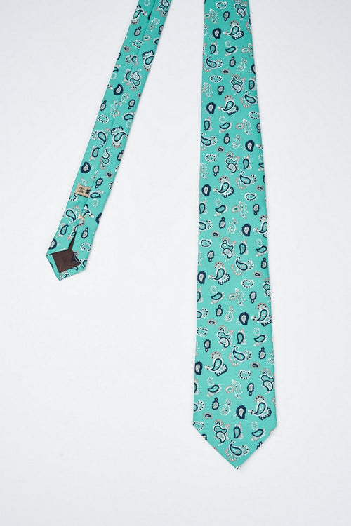 Cravatta in seta fatta a mano con stampa motivo paisley-2