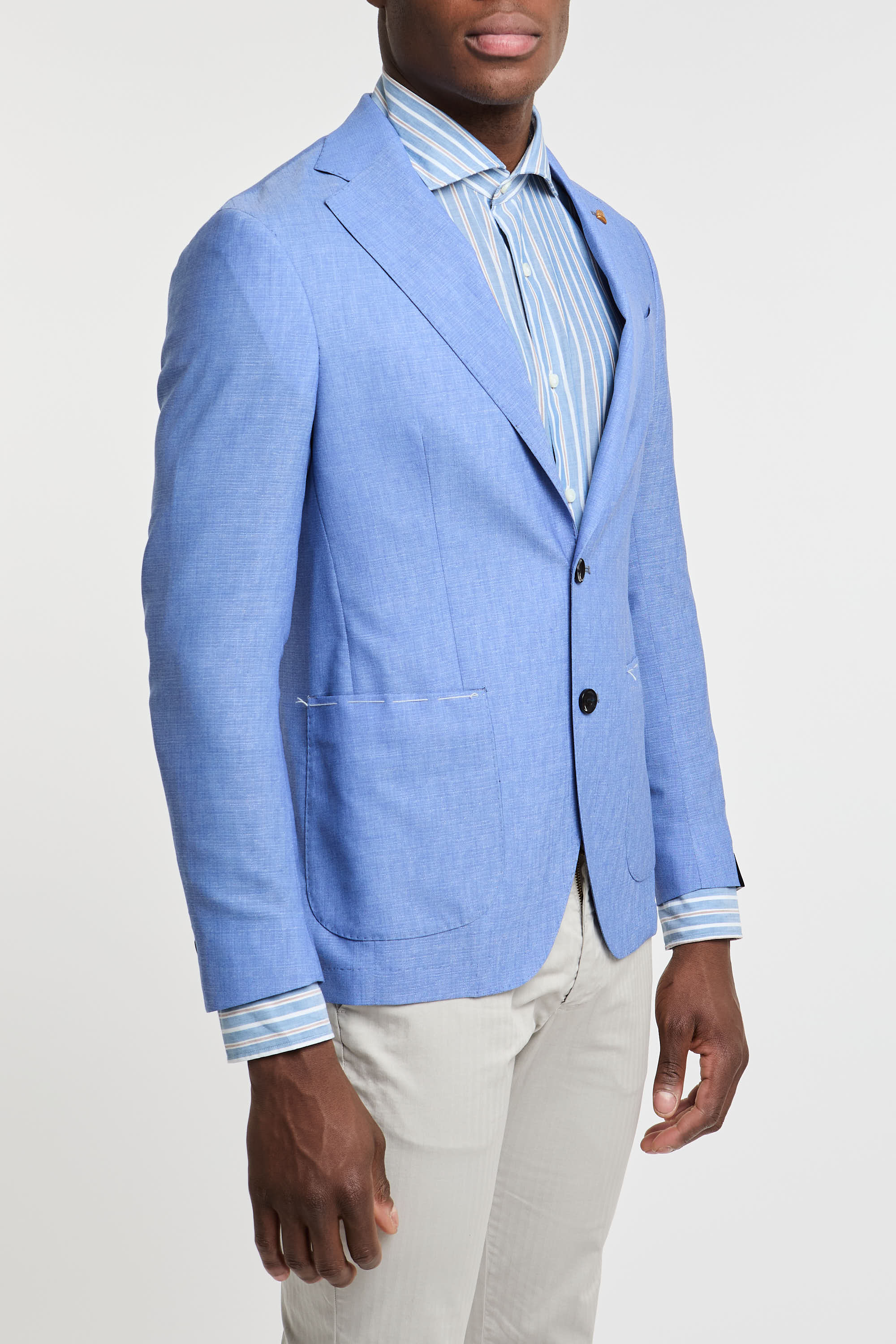 LaTorre Single-breasted Blue Wool Light Blue Jacket-5