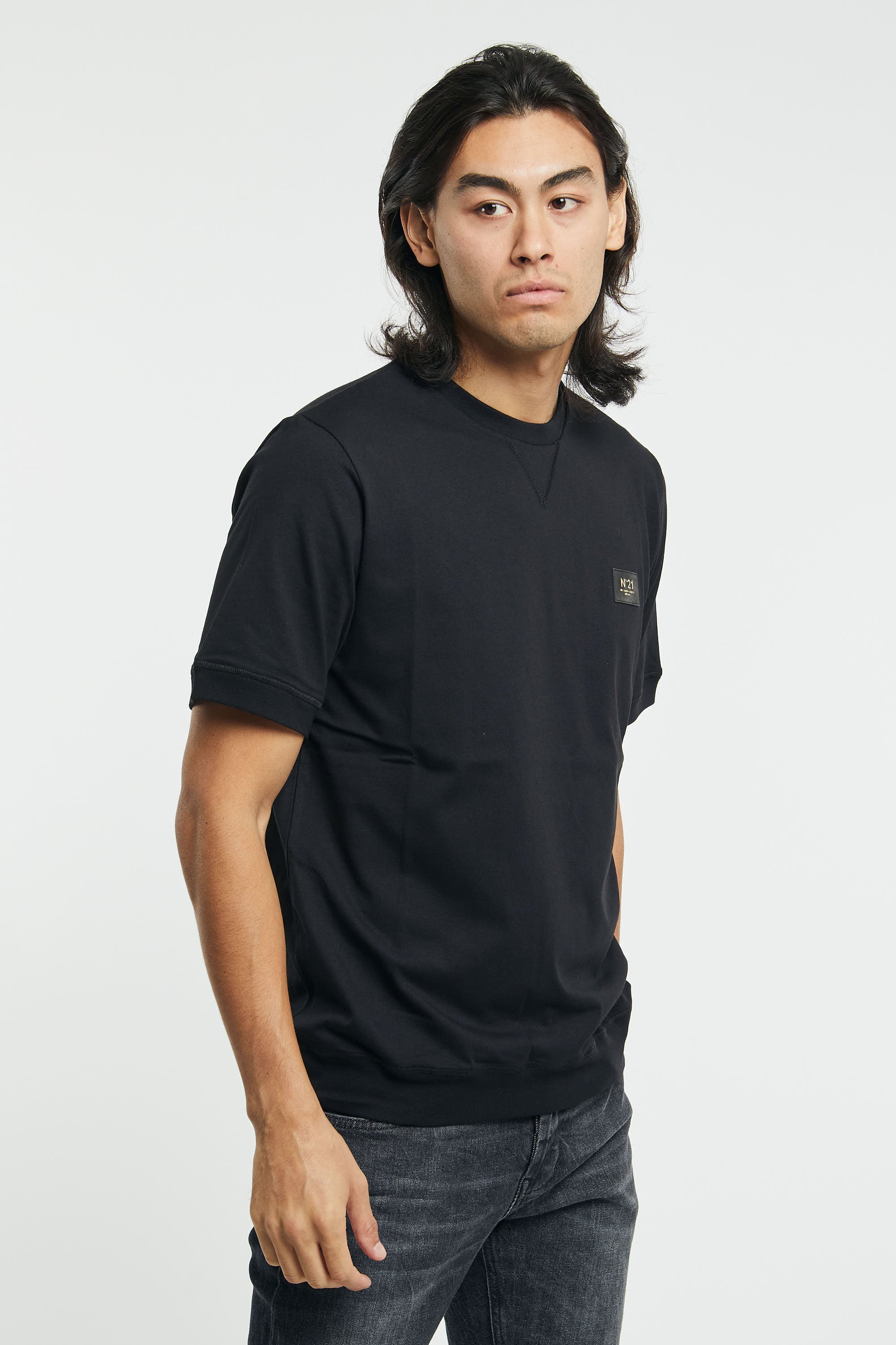N°21 Cotton/Eco-leather T-Shirt Black - 6