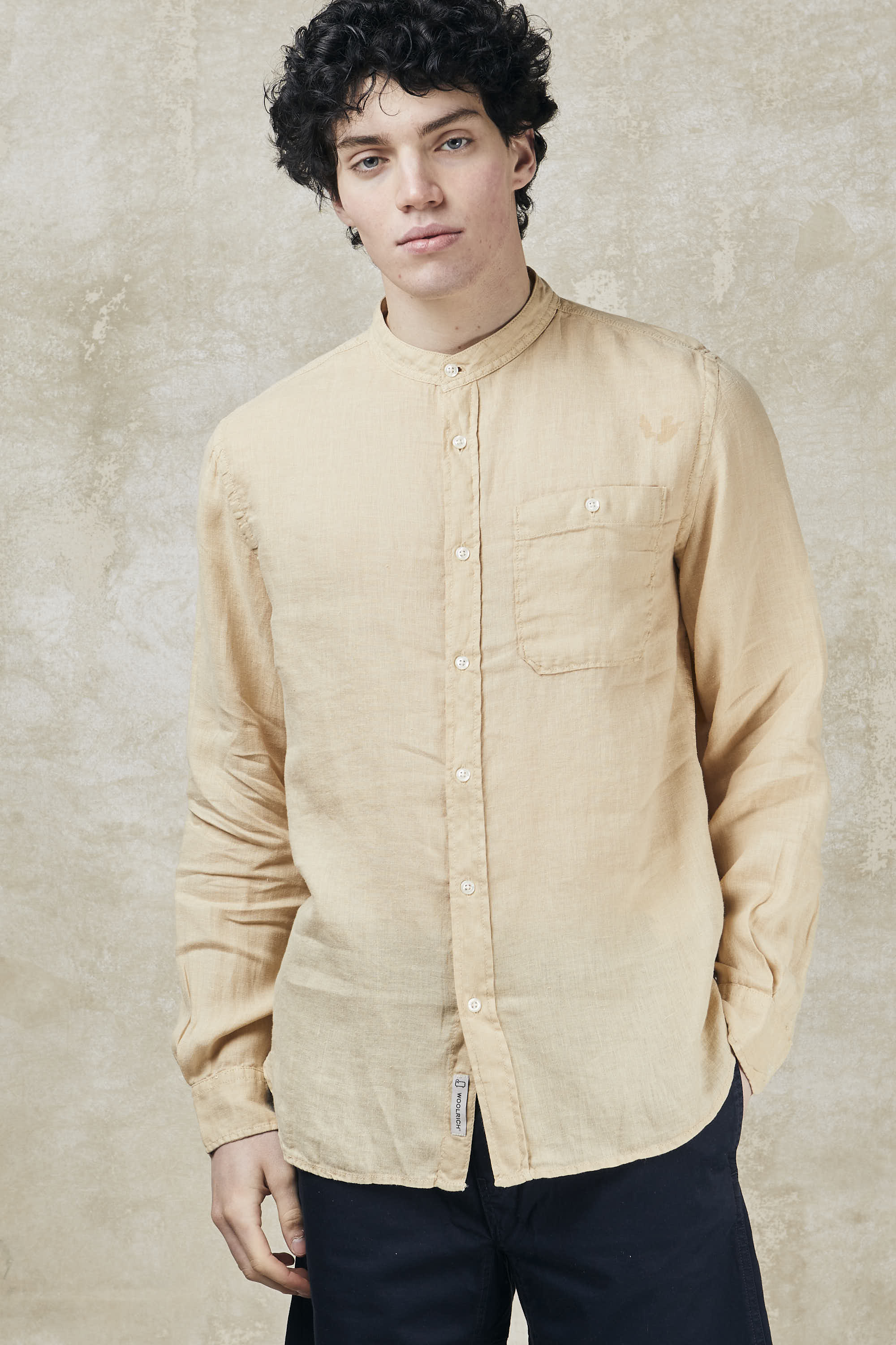 Garment-dyed pure linen shirt-2