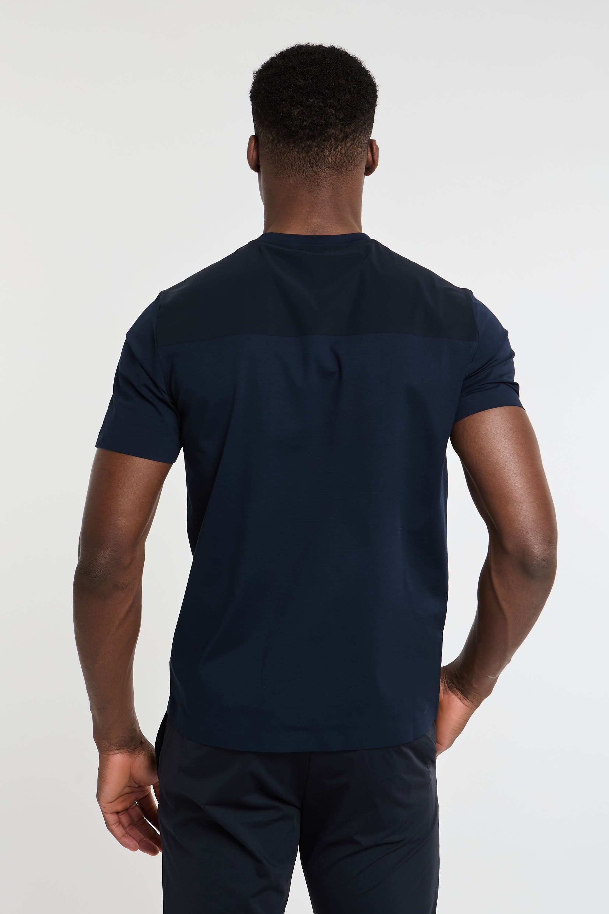 Herno T-Shirt aus Superfeiner Baumwolle/Strech & Leichtem Scuba Blau-3