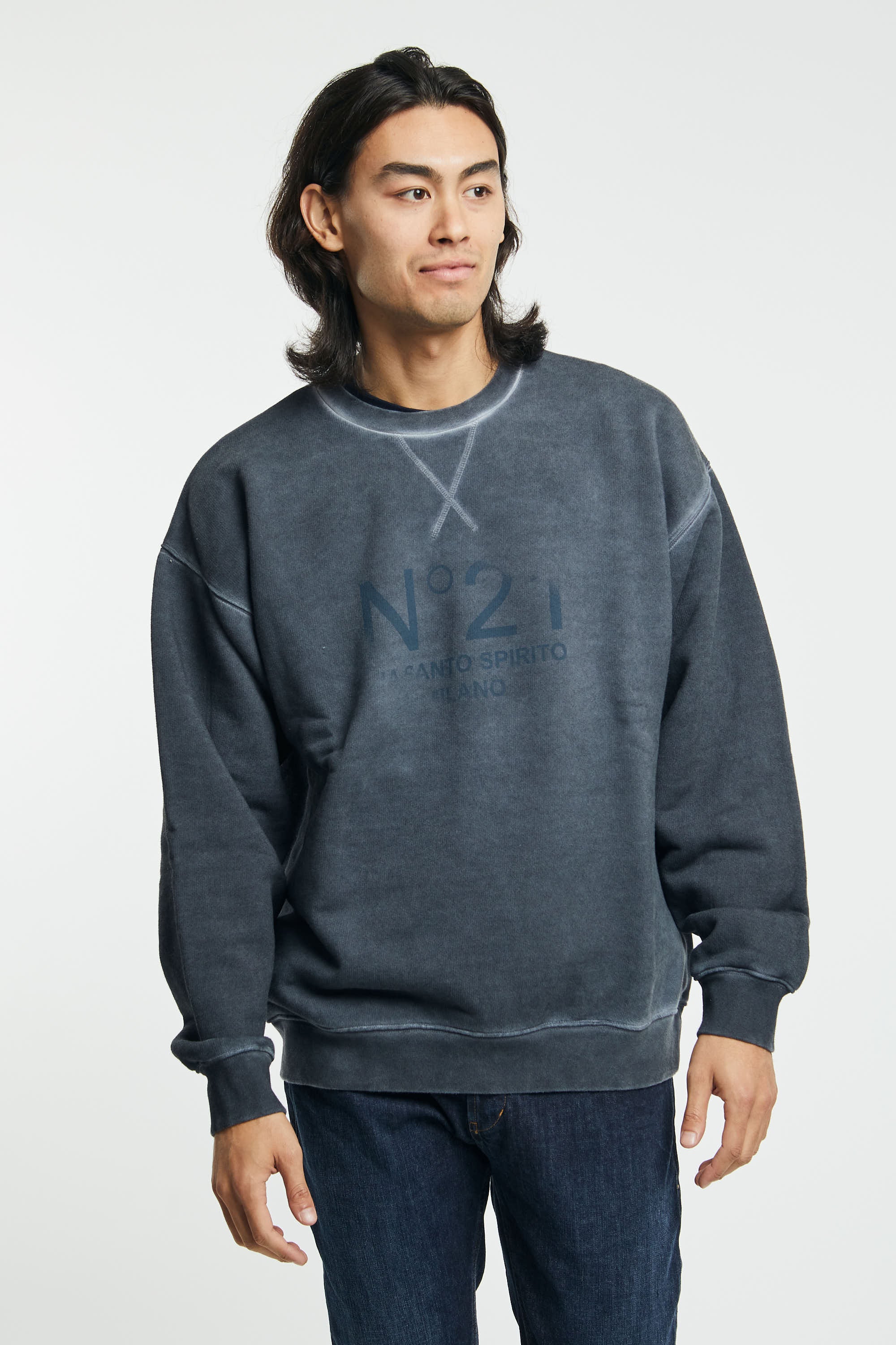 Faded effect sweatshirt with central logo - 2