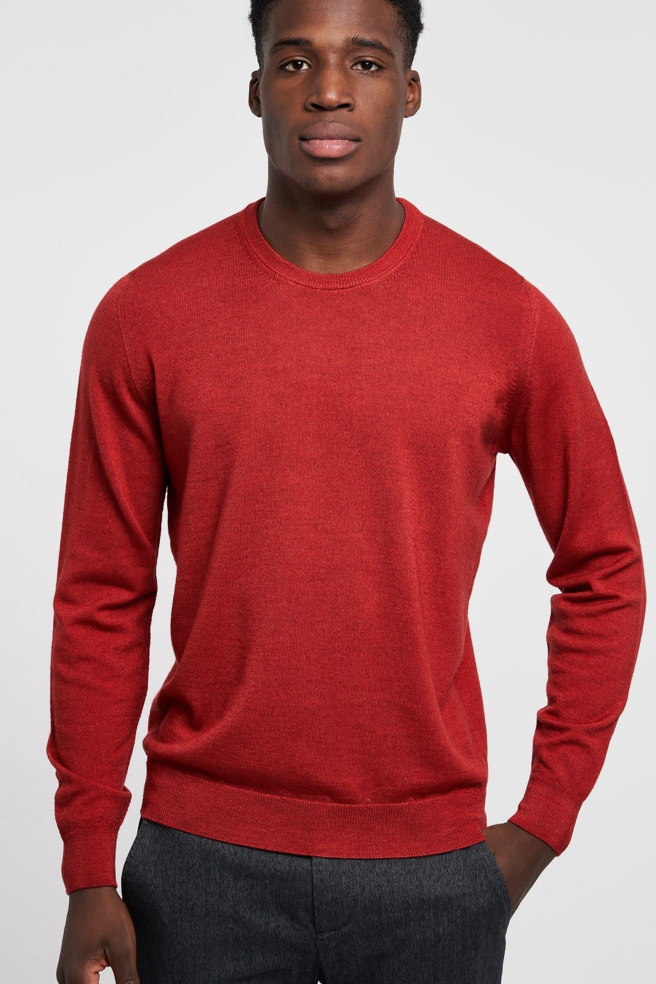 Drumohr Merino Wool Crewneck Sweater Red-1