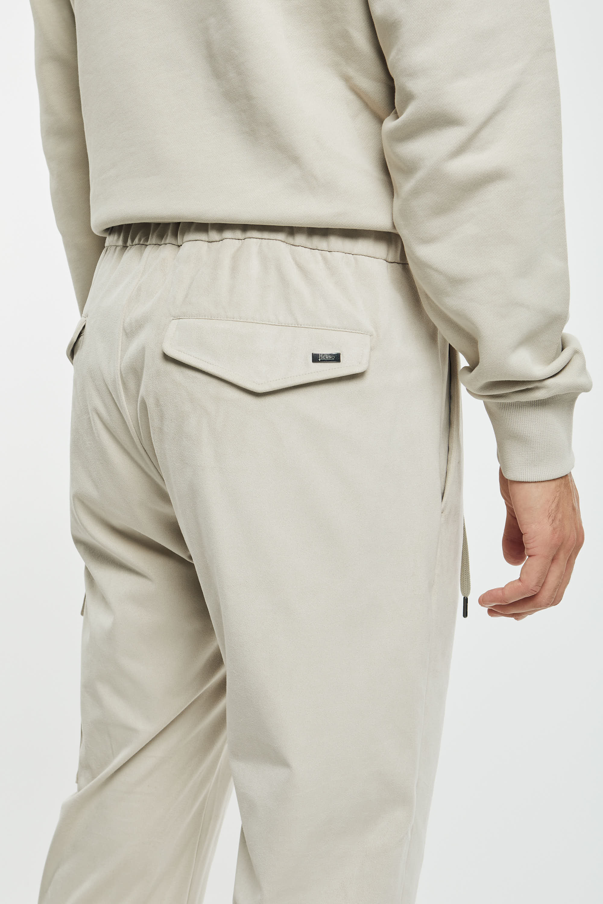 Herno Resort Trousers in Suede Microfiber Ice-2