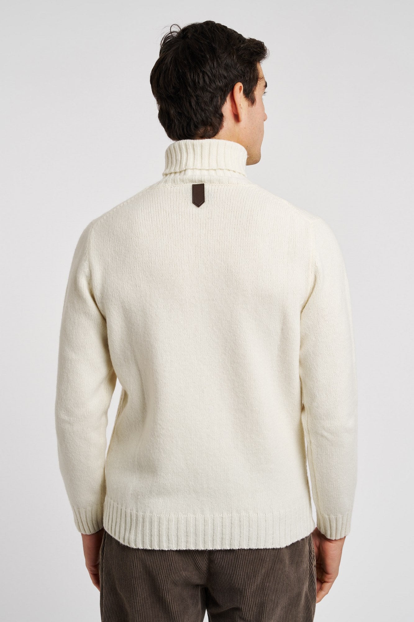 Canali Turtleneck with Intertwined Pattern White Wool-5