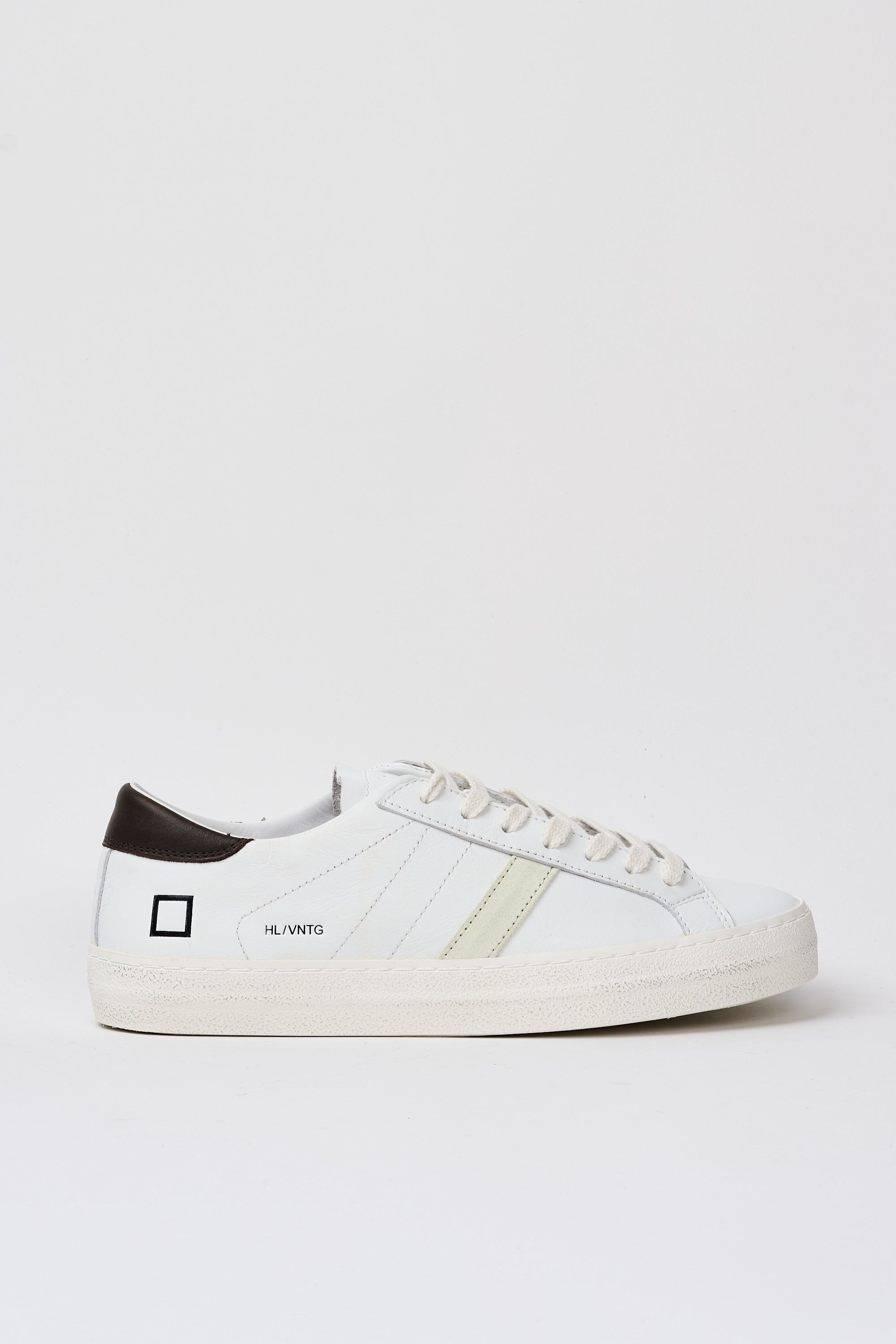 D.A.T.E. Sneaker Hill Low Vintage Leder Weiß/Dunkelbraun-1