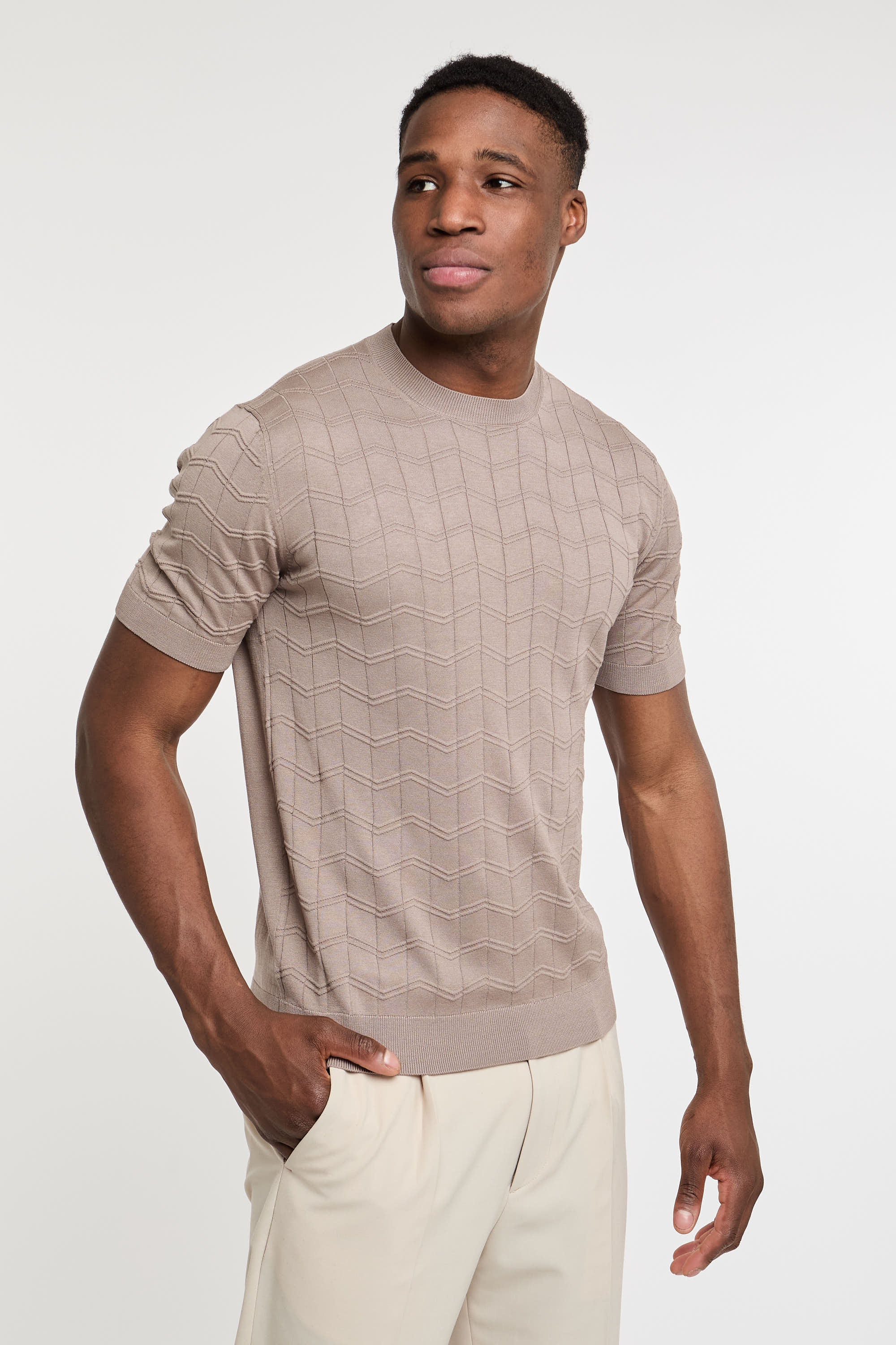 Paolo Pecora Silk/Cotton Taupe T-Shirt-1