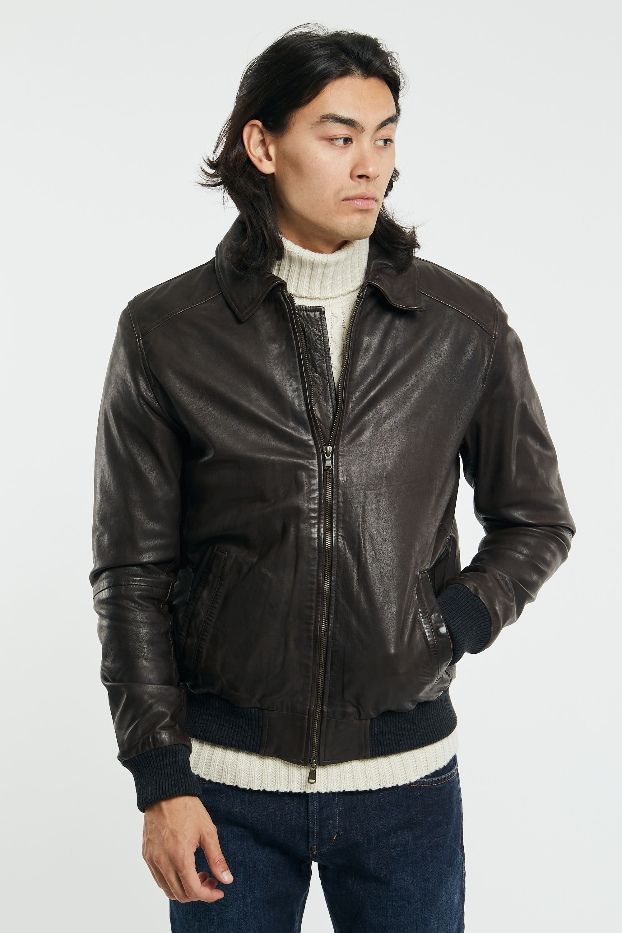 D'Amico Lamb Leather Jacket Brown - 1