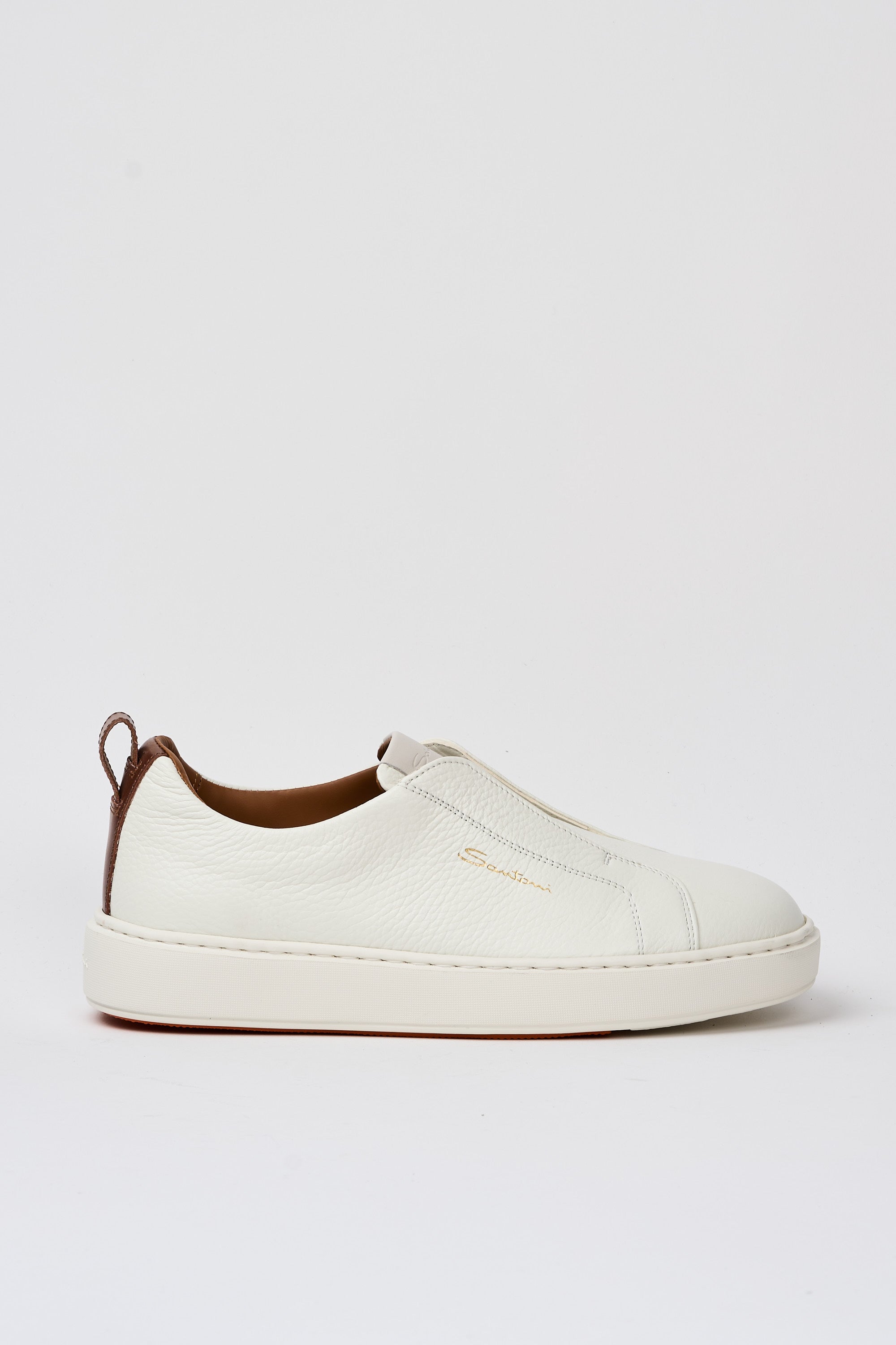 Santoni Slip On Leather Sneakers White-1