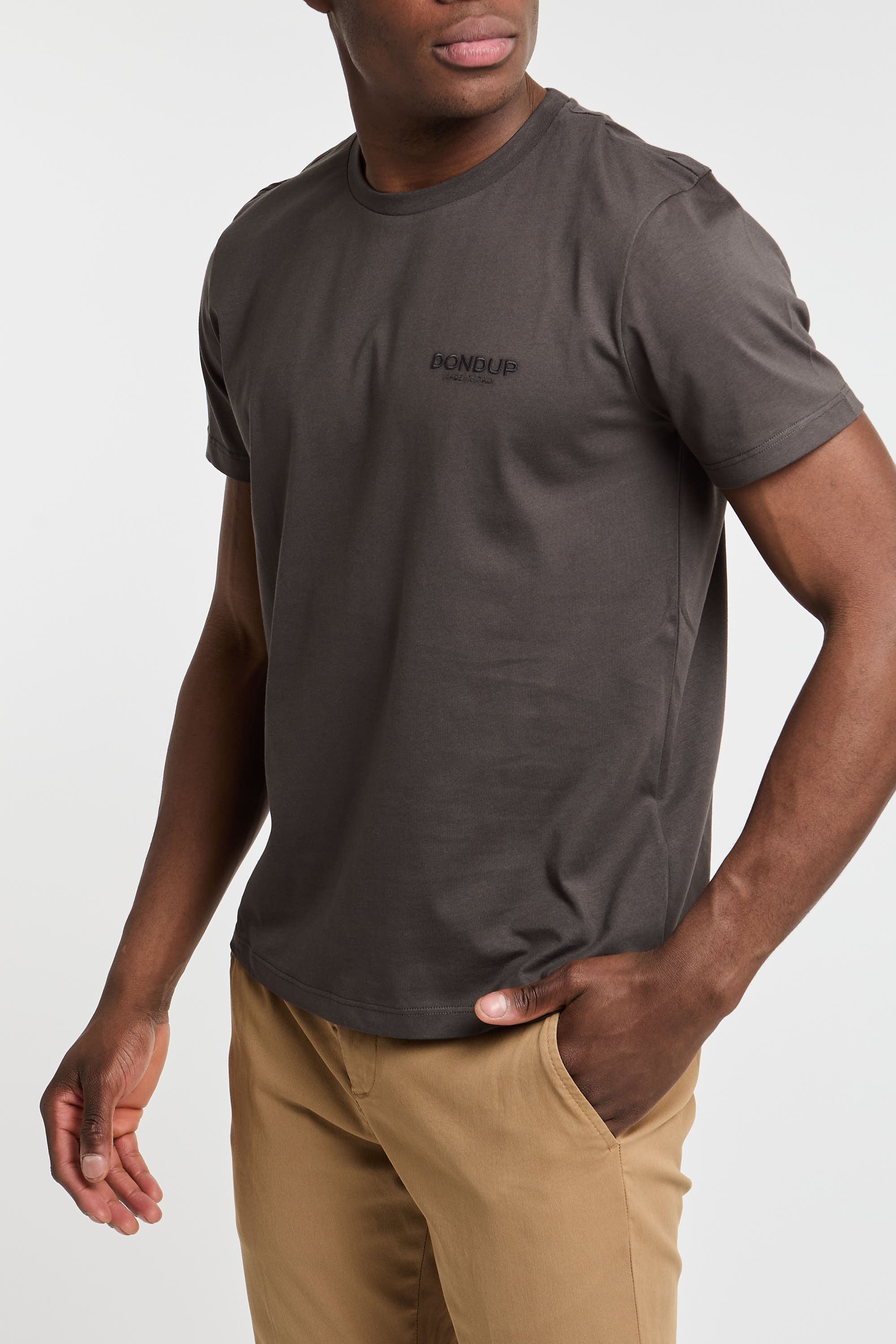 Dondup T-Shirt aus Baumwolle in Grau-5