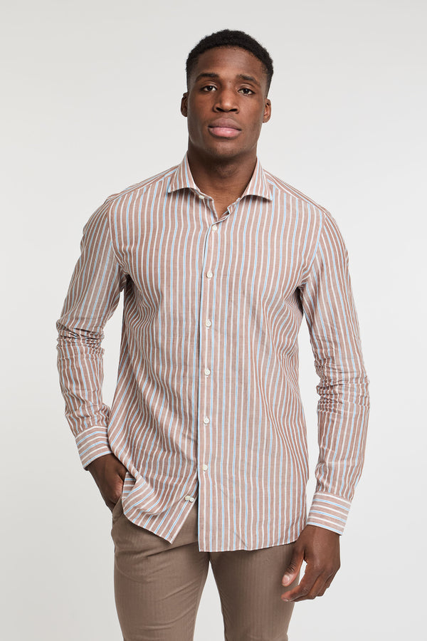 Truzzi Striped Brown Cotton Shirt - 3