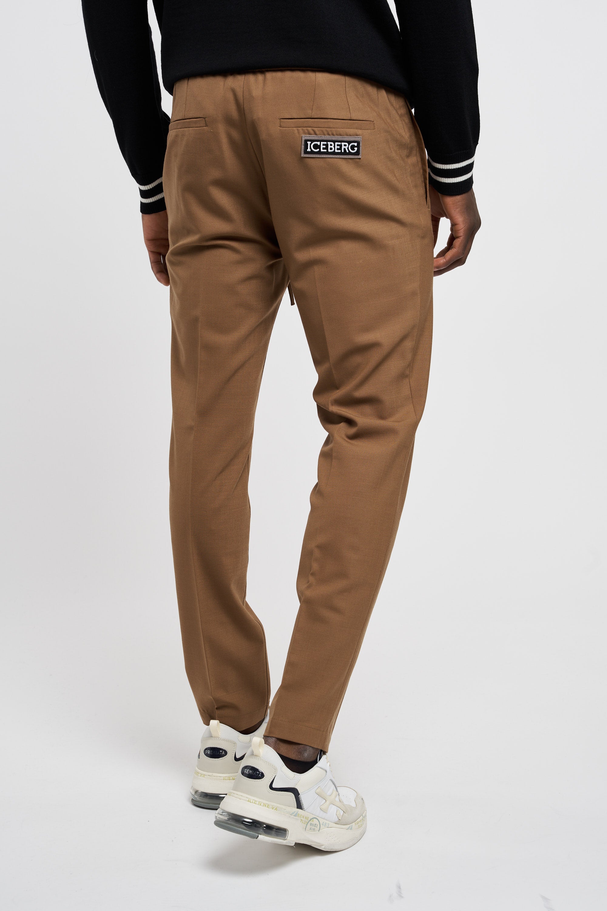 Iceberg Trousers with Logo Polyester/Wool Brown - 4