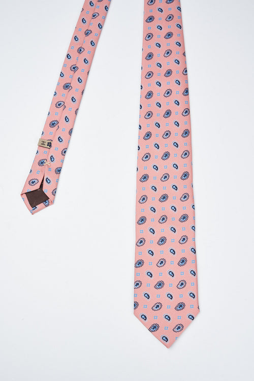 Cravatta in seta fatta a mano con stampa motivo paisley-2