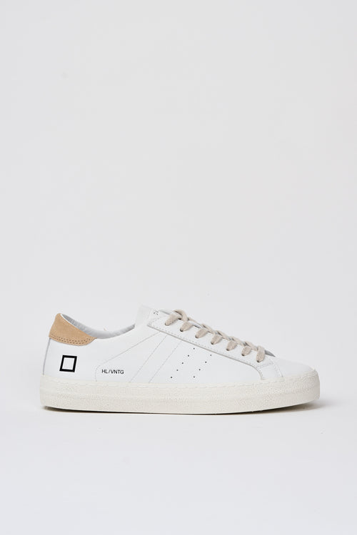 D.A.T.E. Sneaker Hill Low Vintage Leder Weiß/Beige
