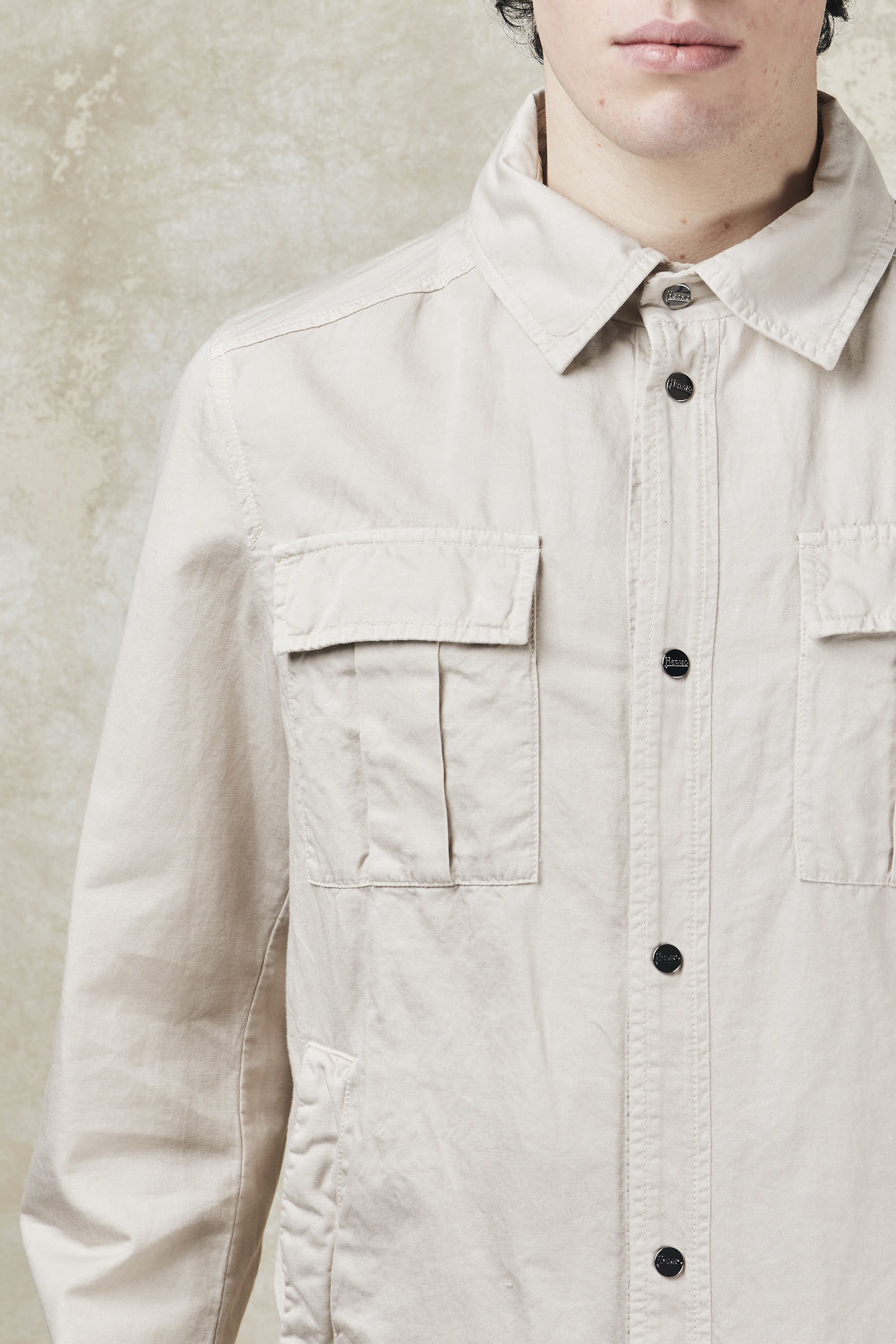 Garment-dyed cotton and linen shirt-5