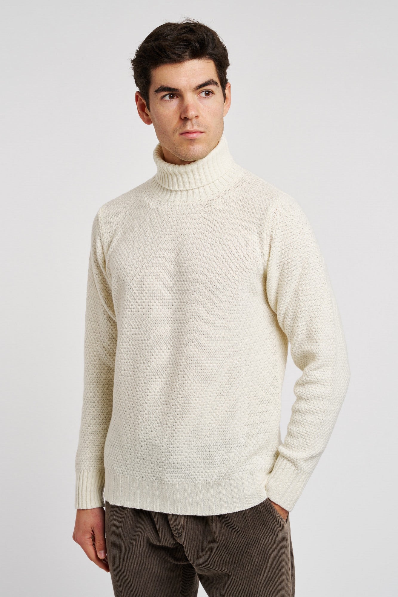 L.B.M. 1911 Cream Wool Blend Turtleneck Sweater - 3