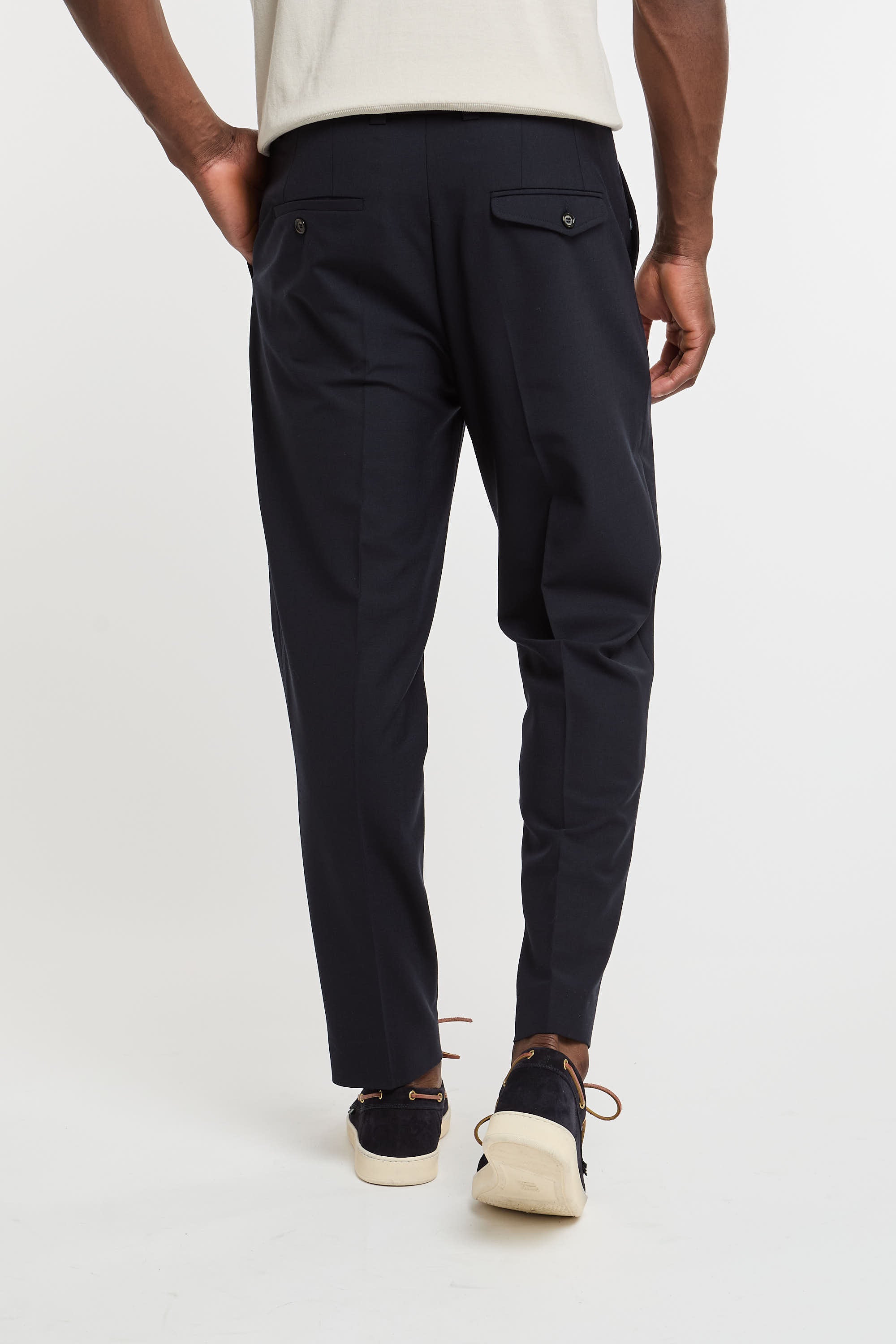Paolo Pecora Wool/Polyester/Elastane Blue Trousers-5