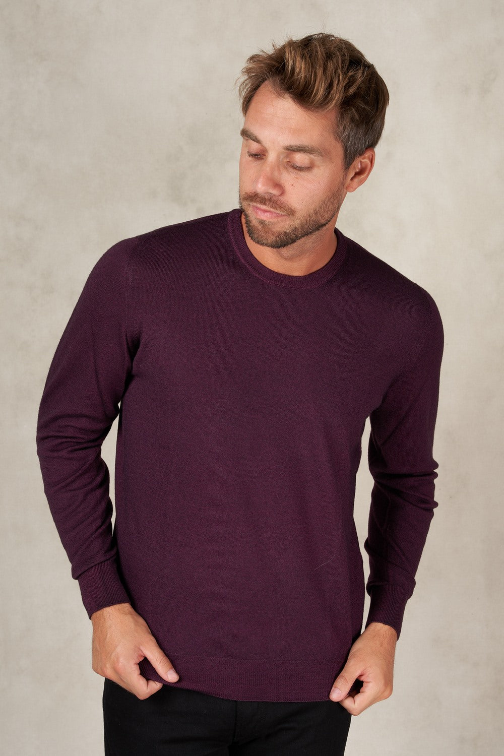 Merino wool crew neck sweater-1