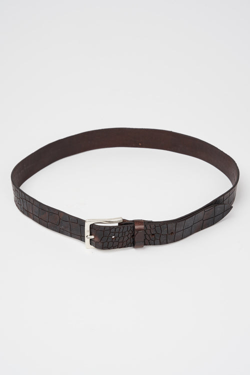 D'Amico Brown Leather Belt Vintage Effect-2