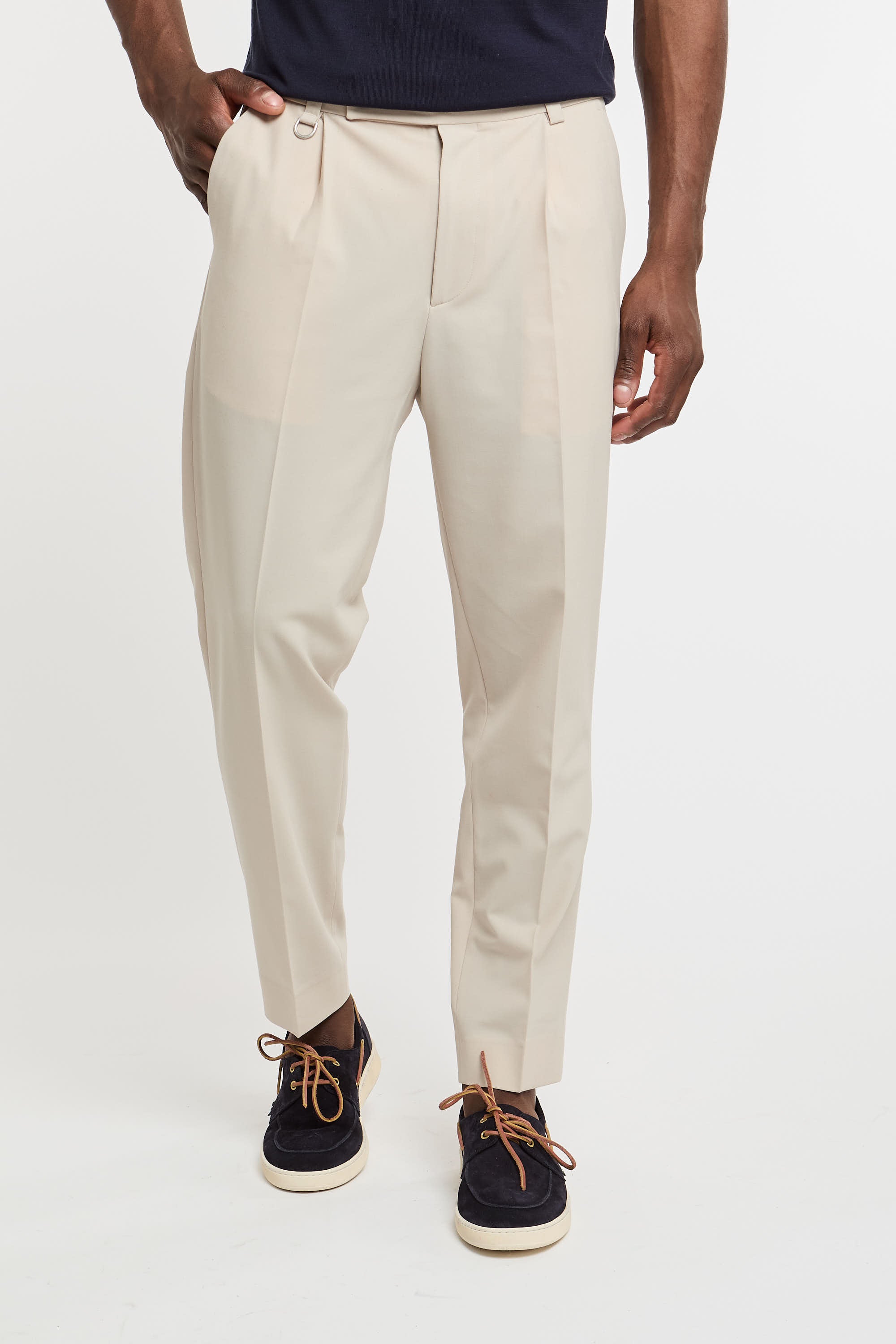 Paolo Pecora Beige Wool/Polyester Mix Trousers-1