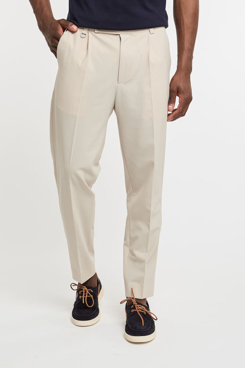 Paolo Pecora Beige Wool/Polyester Mix Trousers