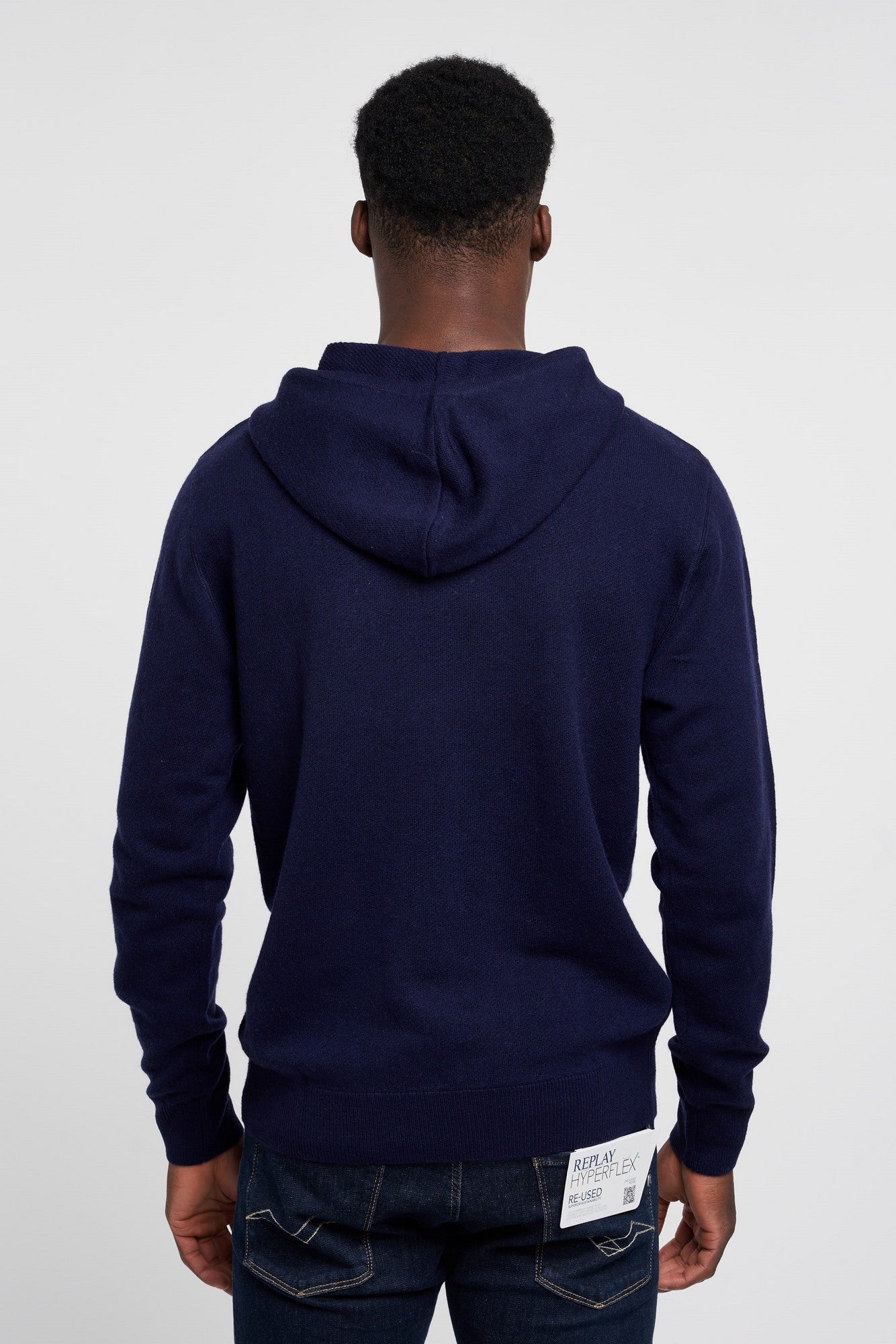 Aspesi Hooded Sweater Super Geelong Wool Blue-4