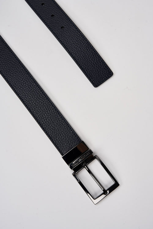Emporio Armani Reversible Blue Bovine Leather Belt