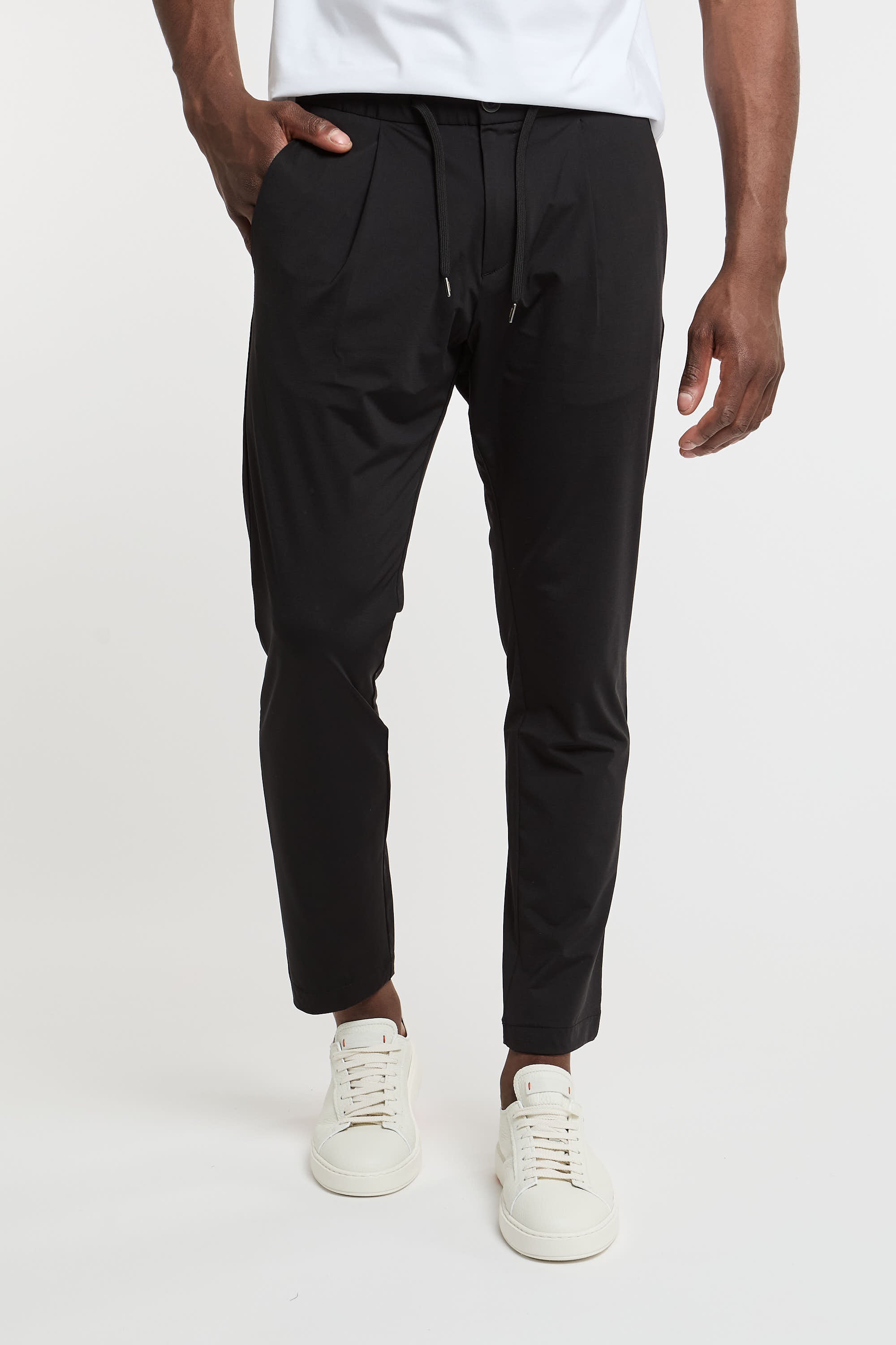 Herno Black Nylon Jersey Pants-1