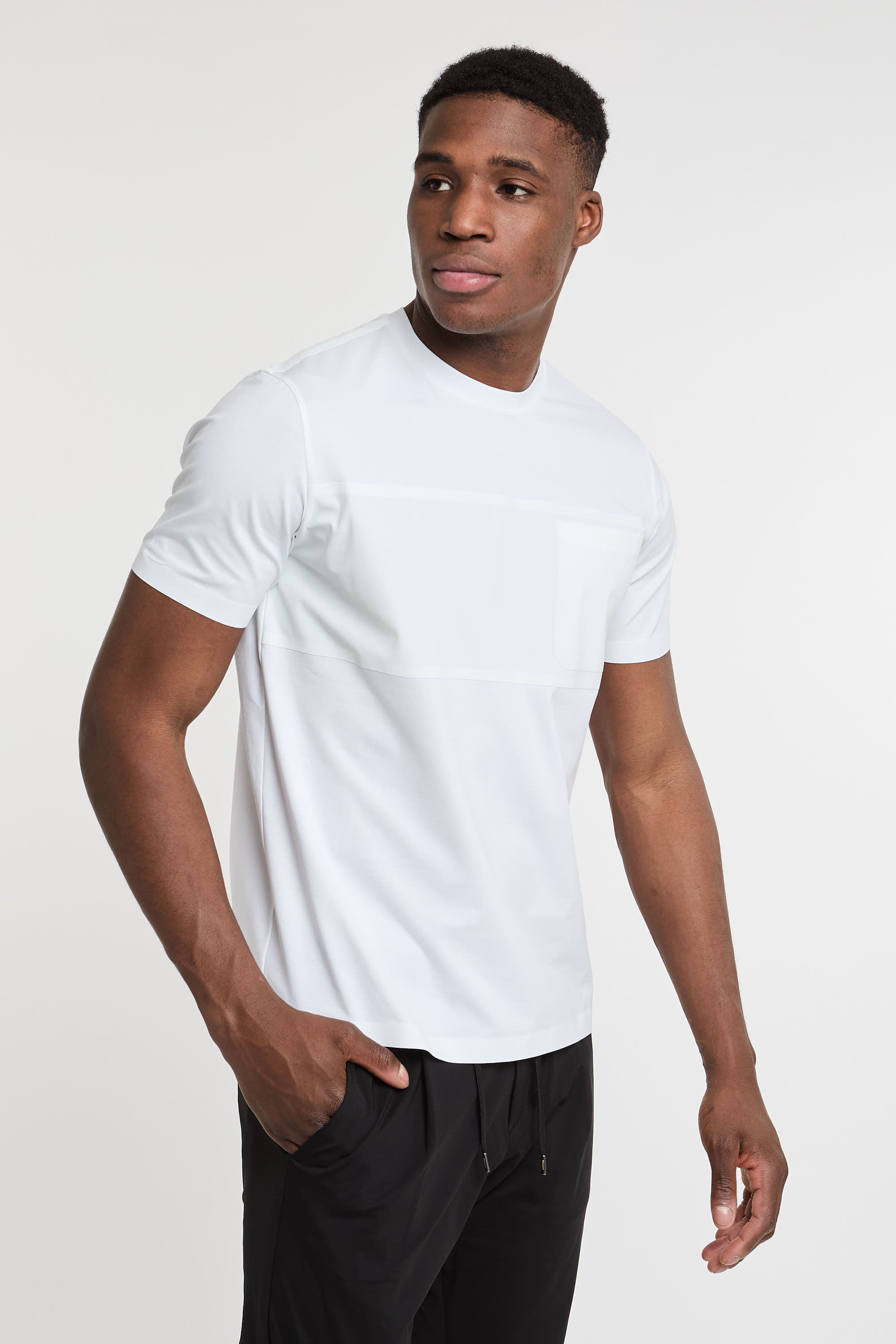 Herno Cotton Stretch Jersey T-shirt with Polyamide Elastane White-3
