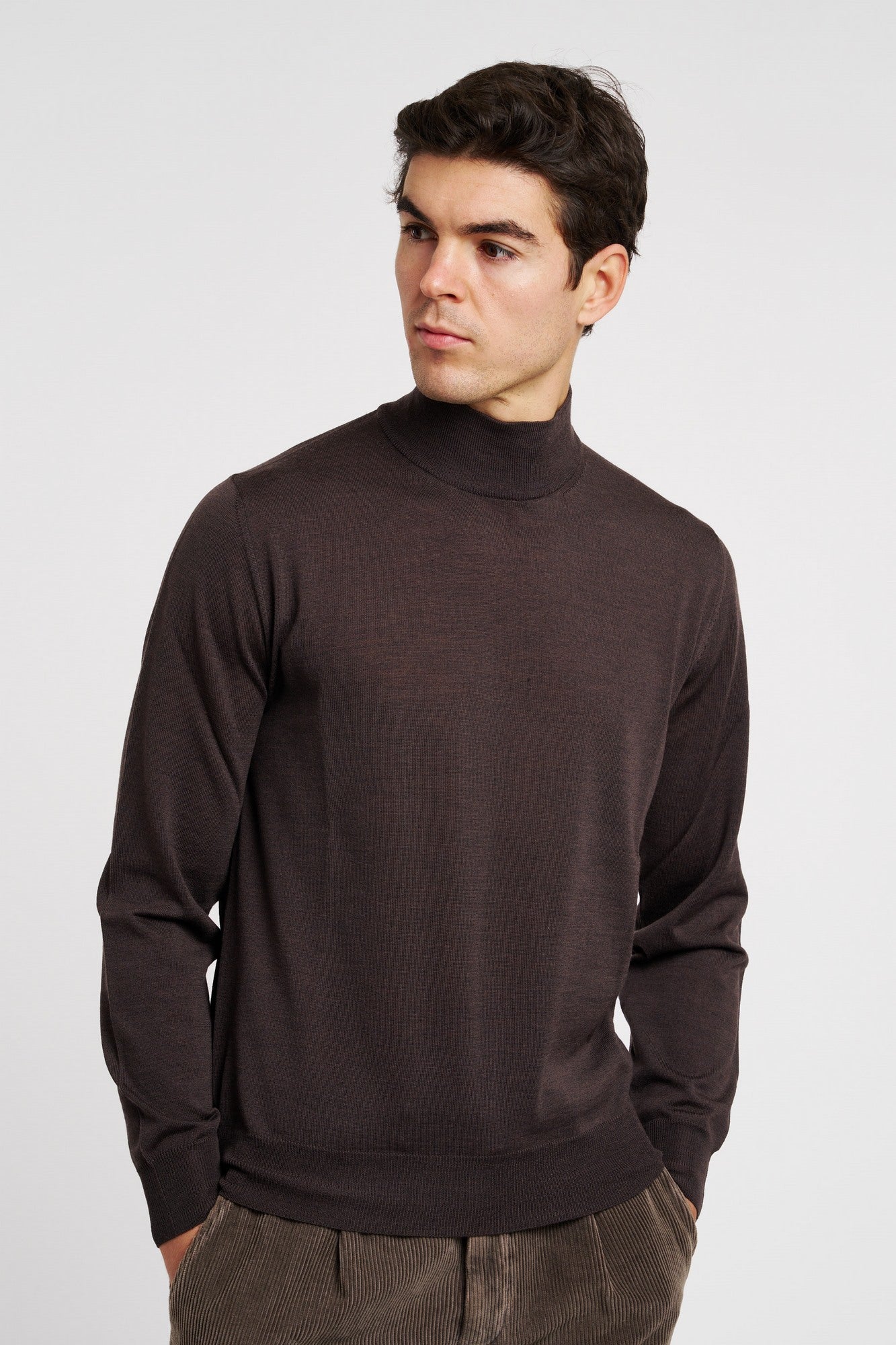 Canali Turtleneck in Brown Extra Fine Wool-4