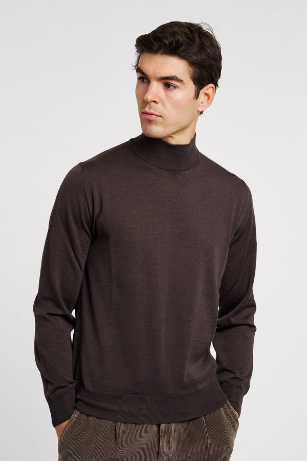 Canali Rollkragenpullover in Extrafeiner Brauner Wolle - 4