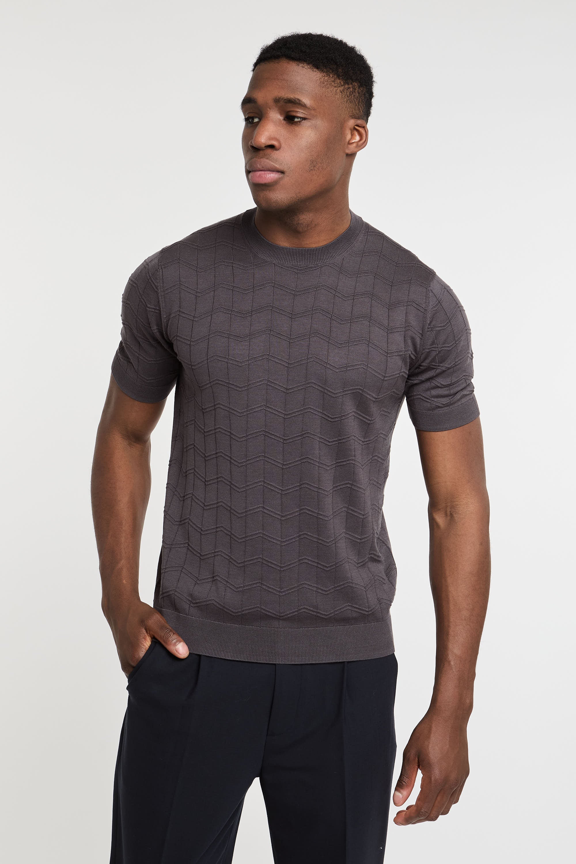 Paolo Pecora Silk/Cotton T-Shirt in Grey-1