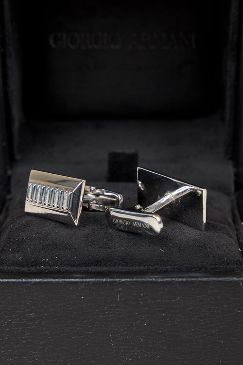 Rectangular cufflinks in 925 silver with knurled exterior-2