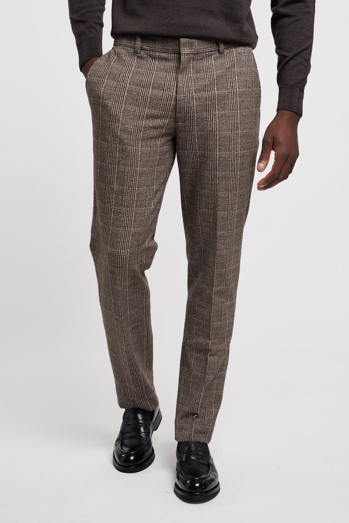 Circolo 1901 Smoked Check Brown Cotton Pants