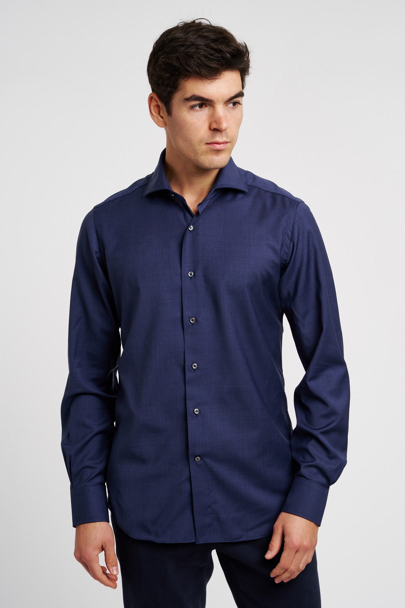 Alessandro Gherardi Hemd aus reiner Schurwolle in Blau-4