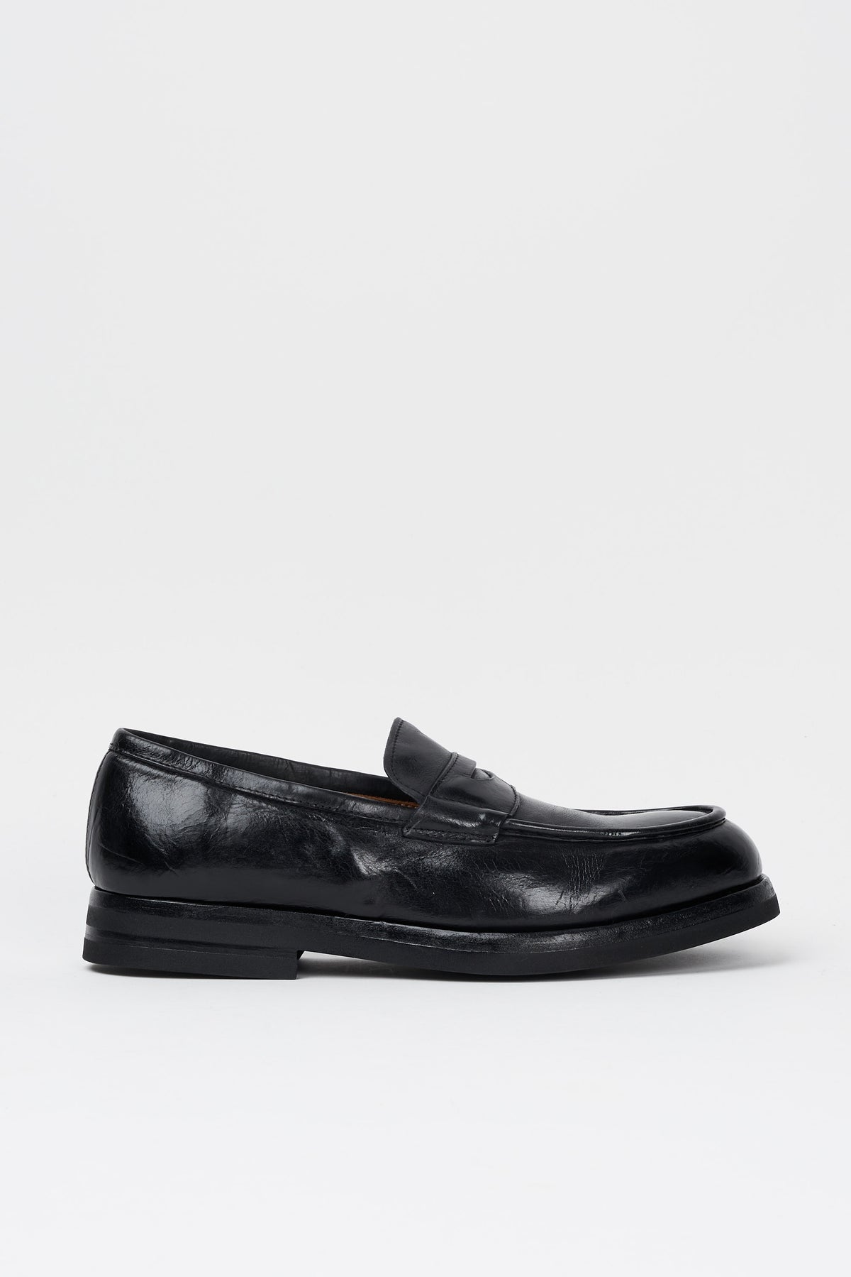 Green George Black Leather Loafer