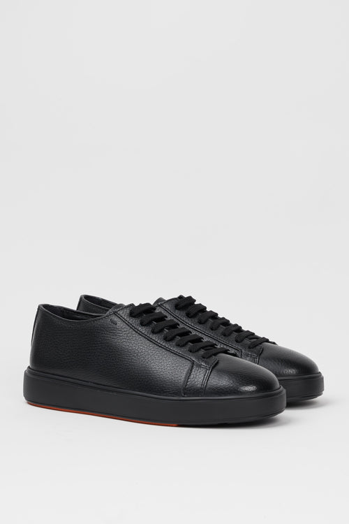 Santoni Leather Sneakers Black-2