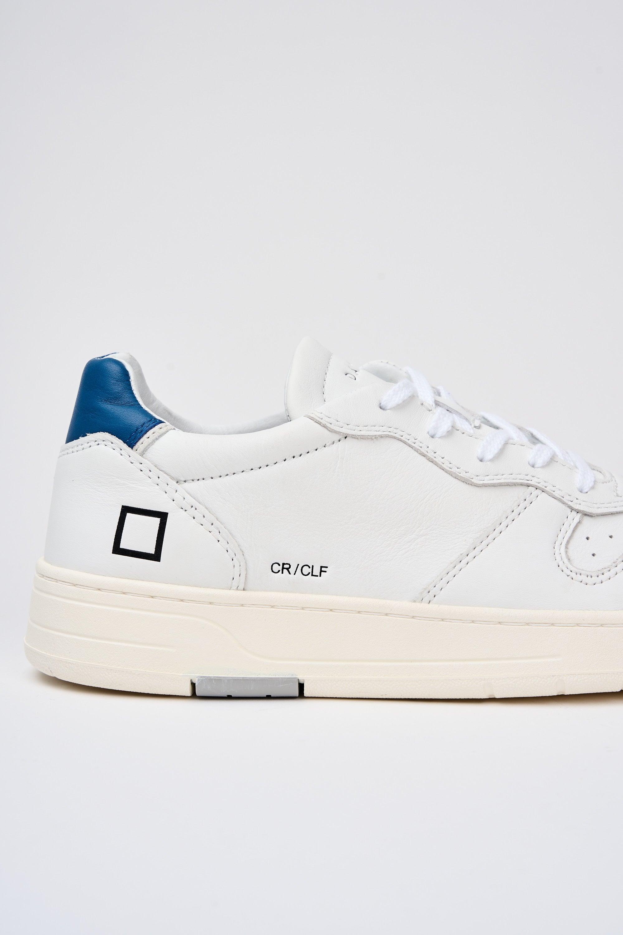 D.A.T.E. Leather Court Sneaker in White/Blue-4