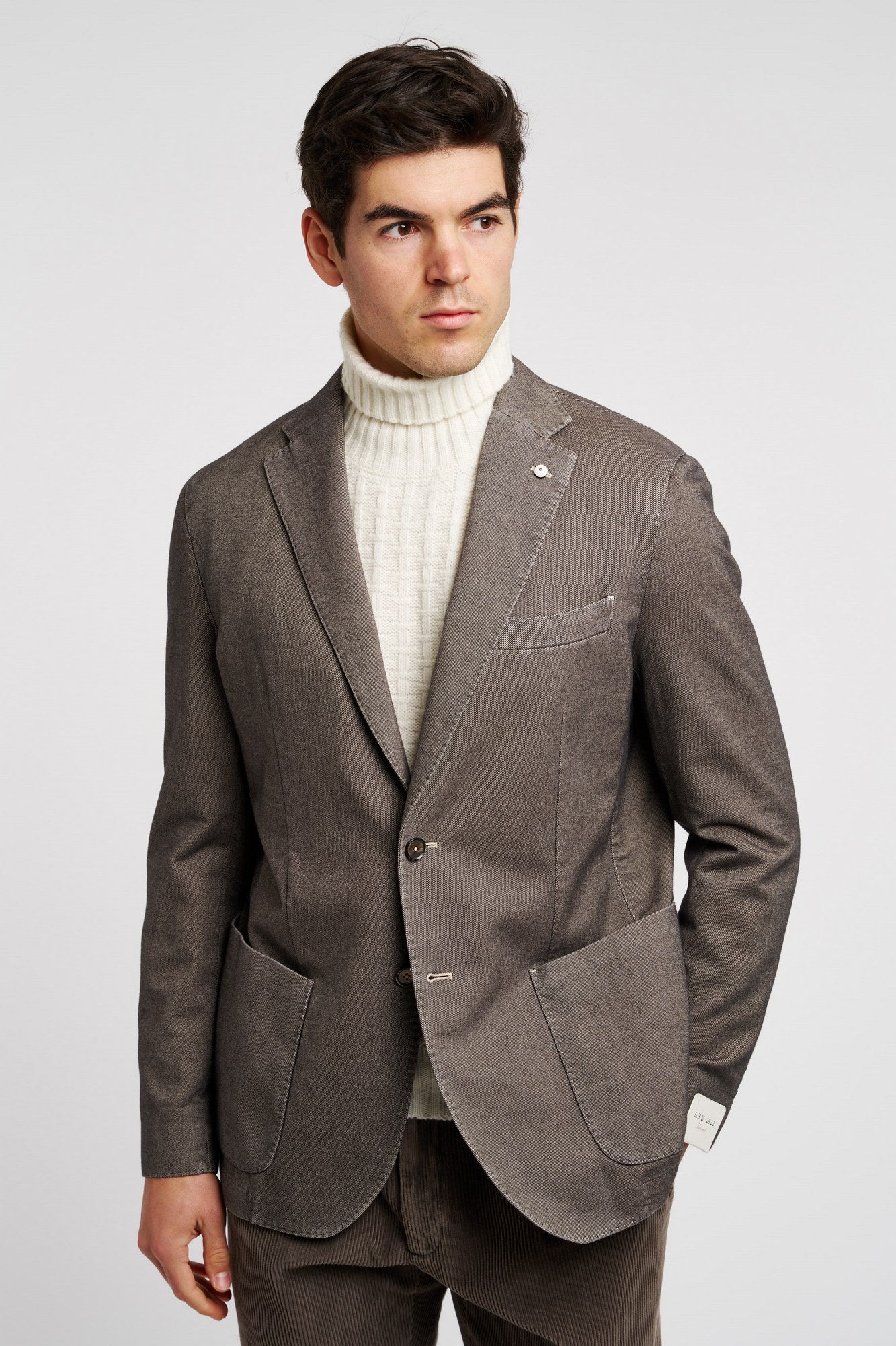 L.B.M. 1911 Single-breasted Cotton Jacket in Taupe-1