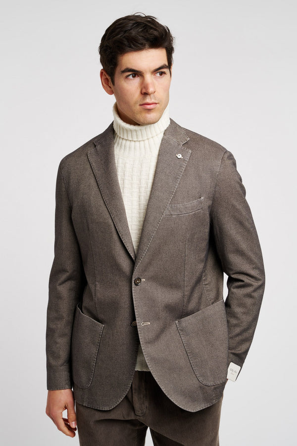 L.B.M. 1911 Single-breasted Cotton Jacket in Taupe - 1