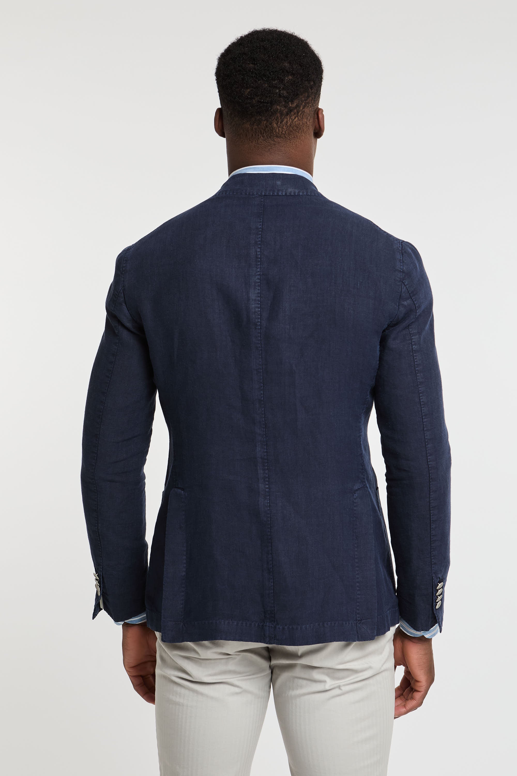 L.B.M. 1911 Double-Breasted Linen Blue Jacket-6